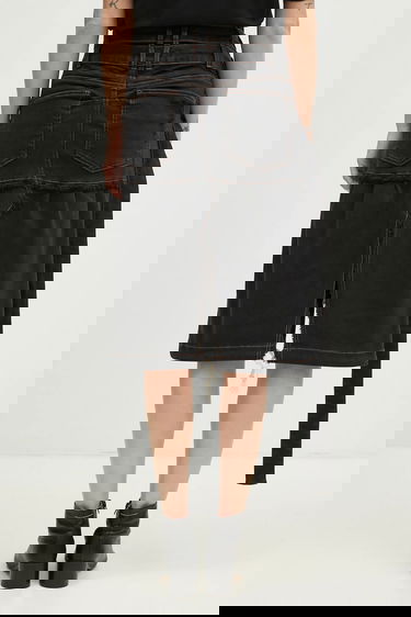 Hame Ottolinger Ottolinger Signature Wrap Denim Midi A-Line Skirt Musta | 2217040111, 2