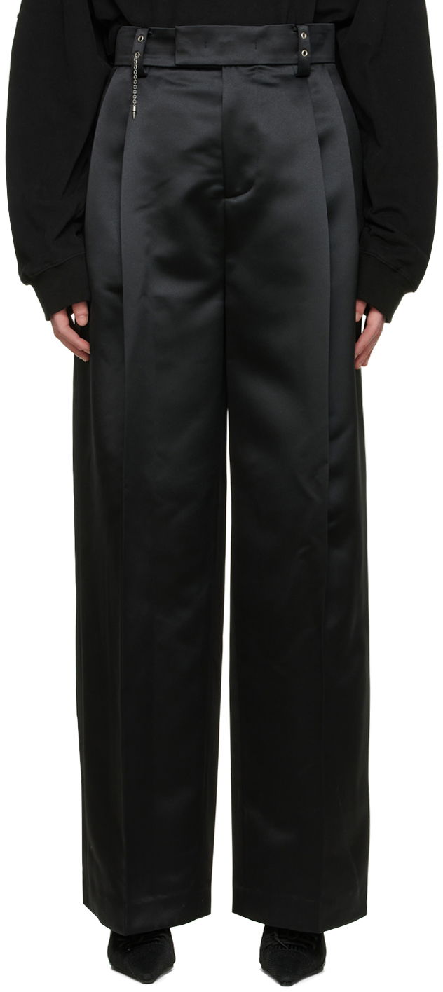 Housut We11done We11done Satin Wide-Leg Trousers Musta | WD-PT1-22-234-M-BK
