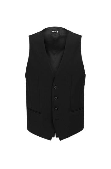 Liivi BOSS BOSS Slim-Fit Virgin-Wool Blend Waistcoat Musta | 50482736