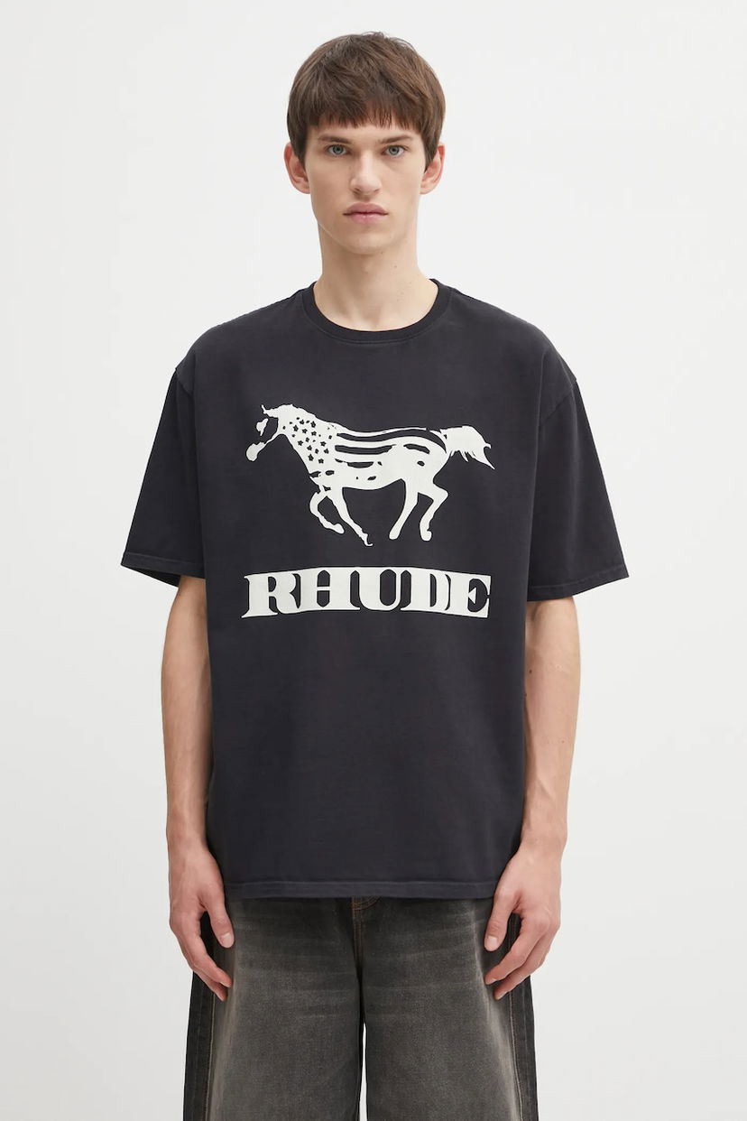 T-paita Rhude Dinero T-shirt with Horse Print Musta | RHFW25TT01012