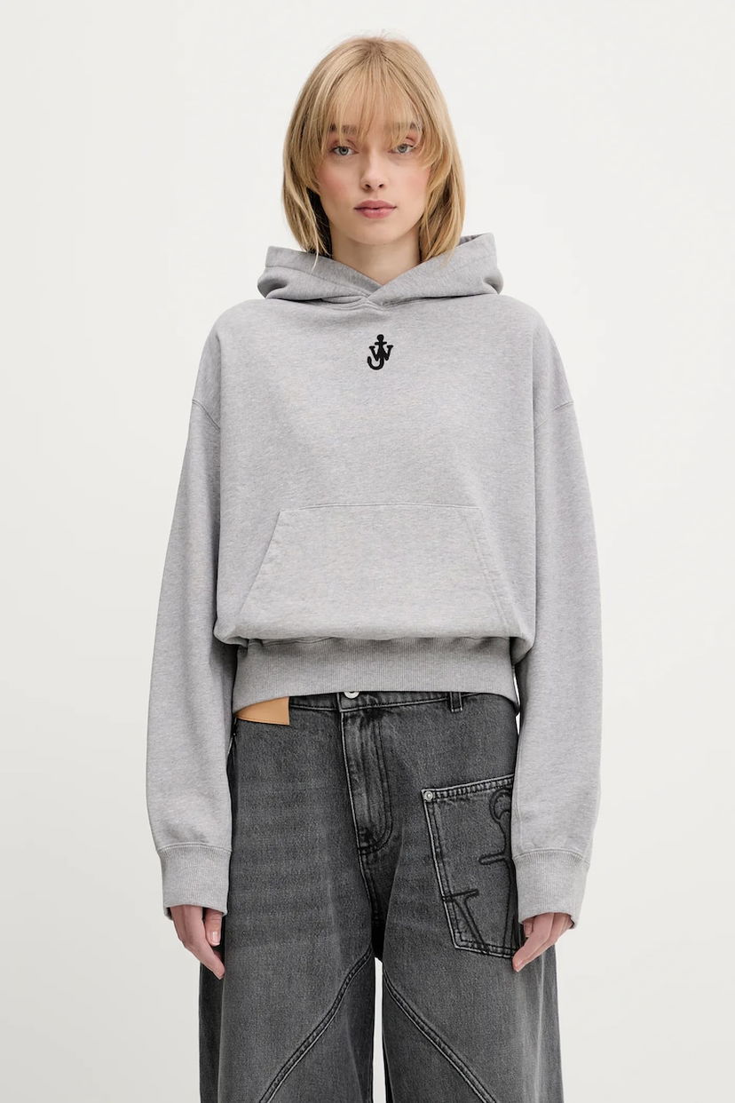 Huppari JW Anderson JW Anderson Anchor Embroidery Cropped Hoodie Harmaa | JW0216.PG1719.907