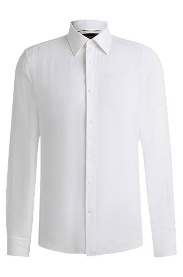Paita BOSS Slim-Fit Linen Shirt Valkoinen | 50541109