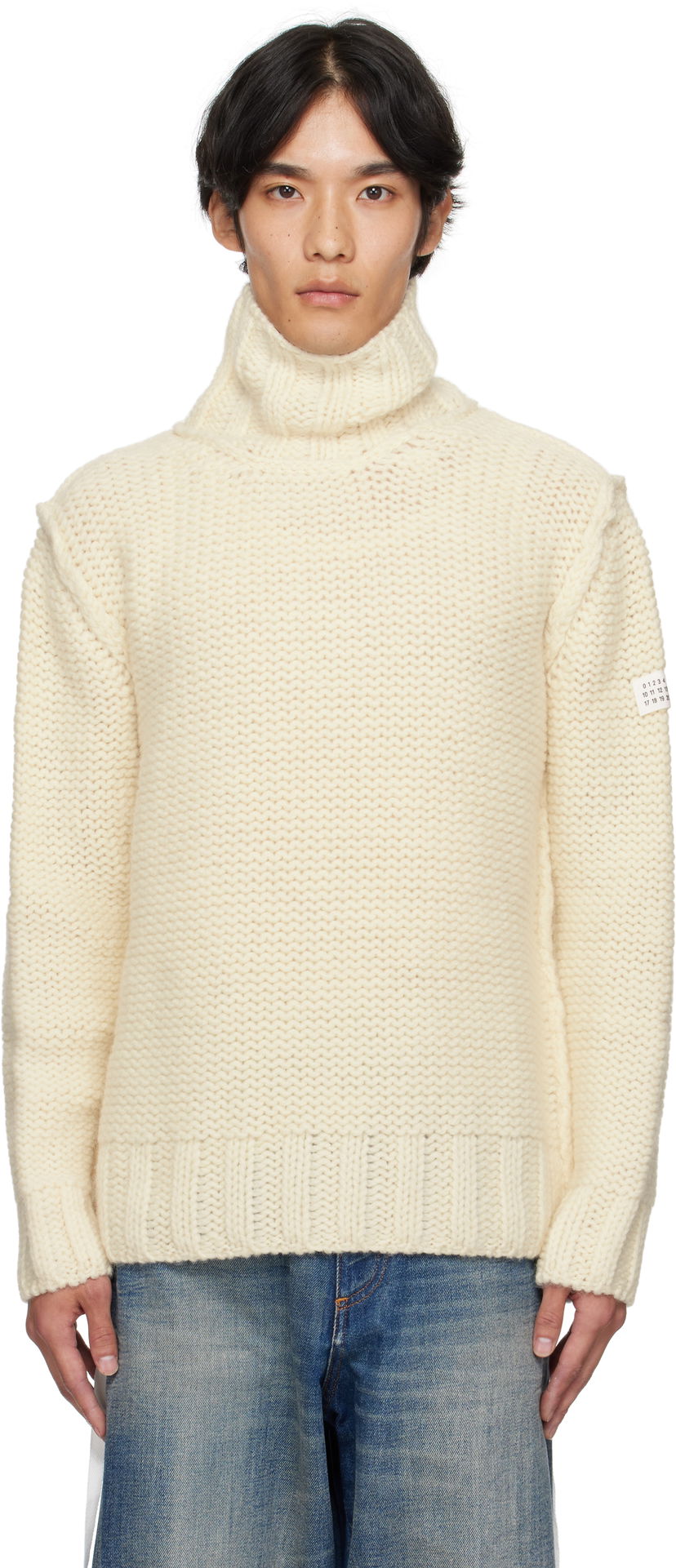 Villapaita Maison Margiela MM6 Maison Margiela Chunky Wool Turtleneck Sweater Valkoinen | SH2HA0008 M13166