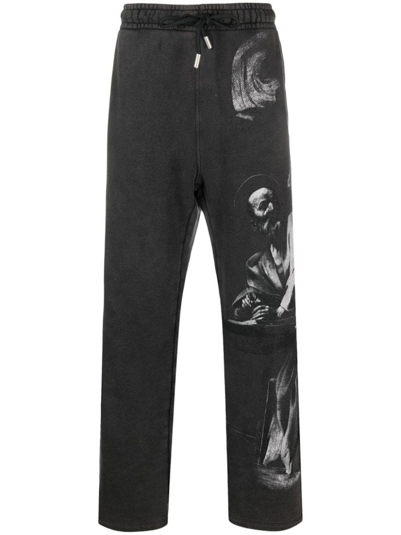 Verryttelyhousut Off-White Graphic-Print Track Pants Black Musta | OMCH054F23FLE0051077