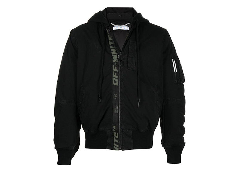 Bomber-takki Off-White Vintage Cotton Bomber Jacket Musta | OMEH028R21FAB0011001