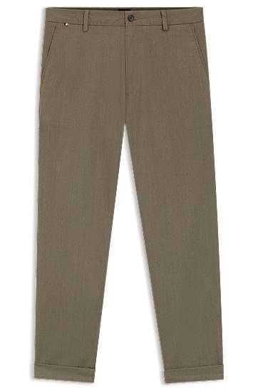 Housut BOSS Modern-fit trousers in brushed twill Ruskea | 50549461