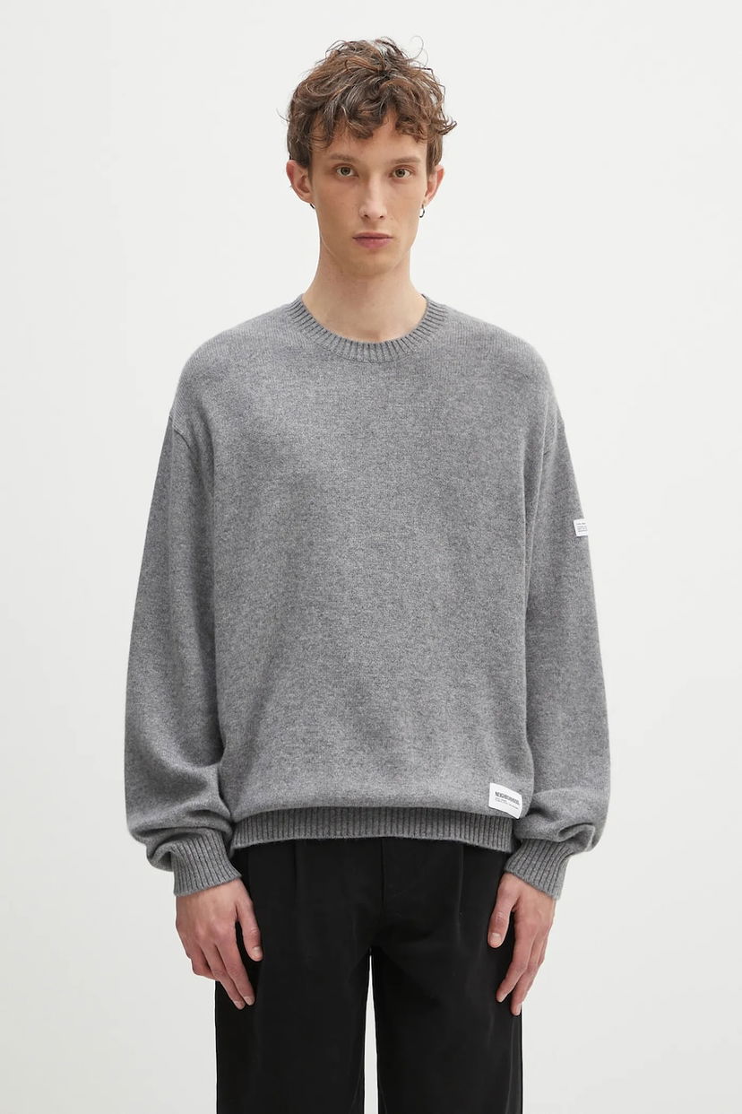 Villapaita Neighborhood NEIGHBORHOOD Cashmere Crewneck Sweater Harmaa | 242NGNH.KNM01