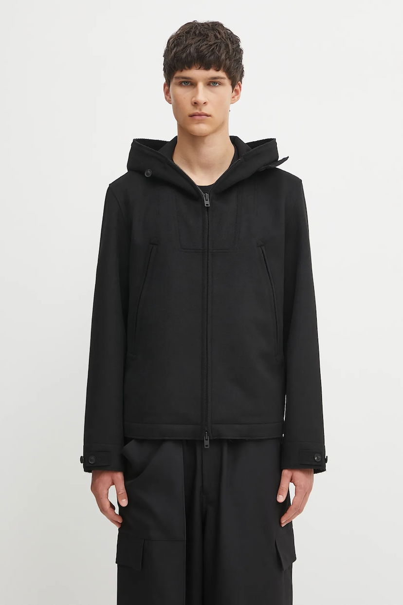 Takki Y-3 Y-3 Bonded Melton Hooded Jacket Musta | JX4821