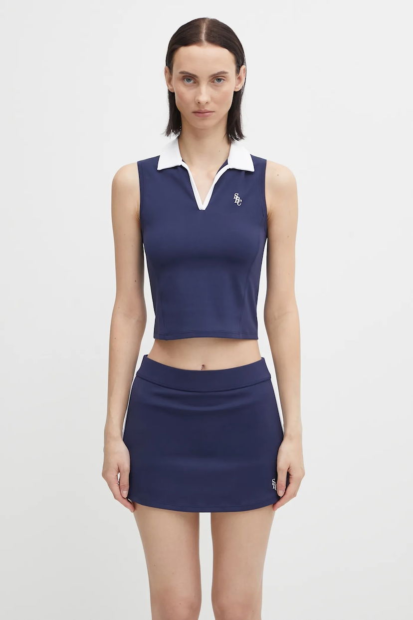 Poolopaita Sporty & Rich Src Sports Sleeveless Cropped Polo Top Tummansininen | TO024621302BL107