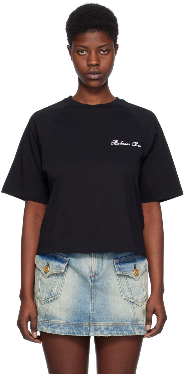 T-paita Balmain Signature T-Shirt Musta | CF1EG085BC68