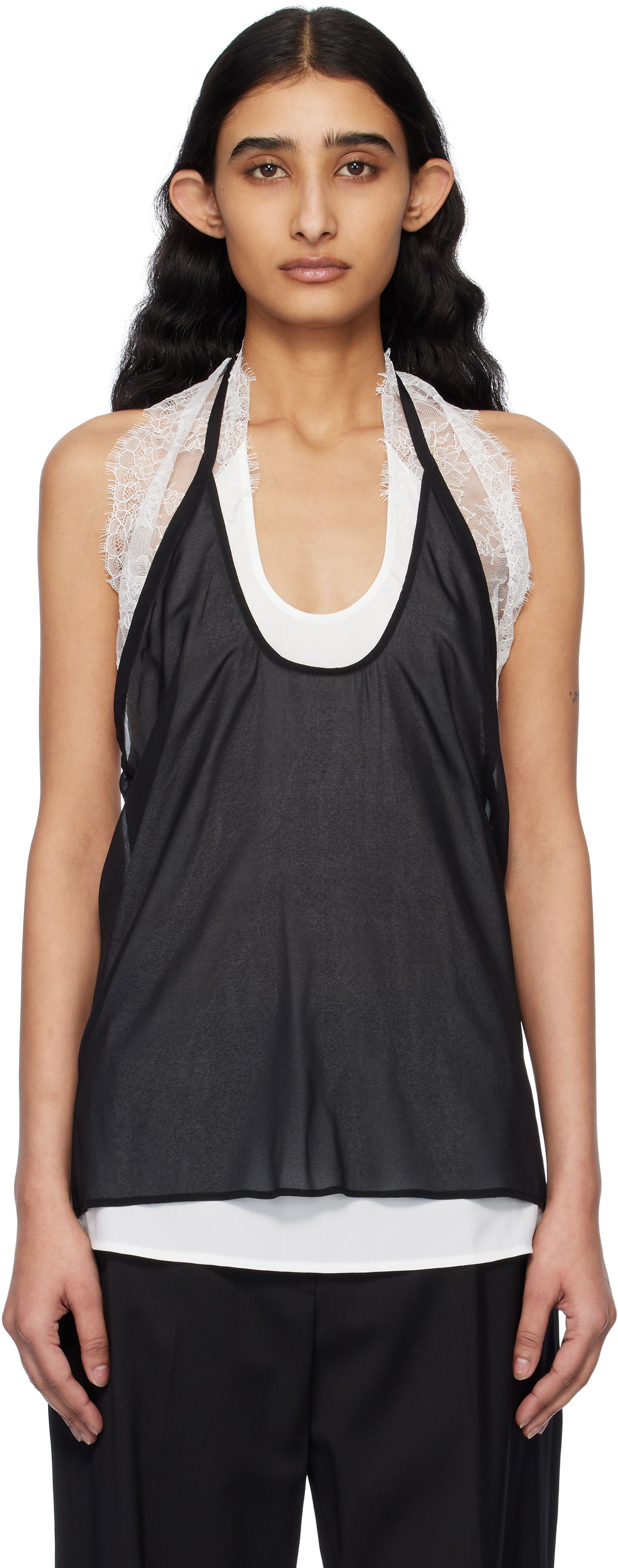 Tankkitoppi Helmut Lang Helmut Lang Lace Dancer Tank Top Musta | O10HW509, 0