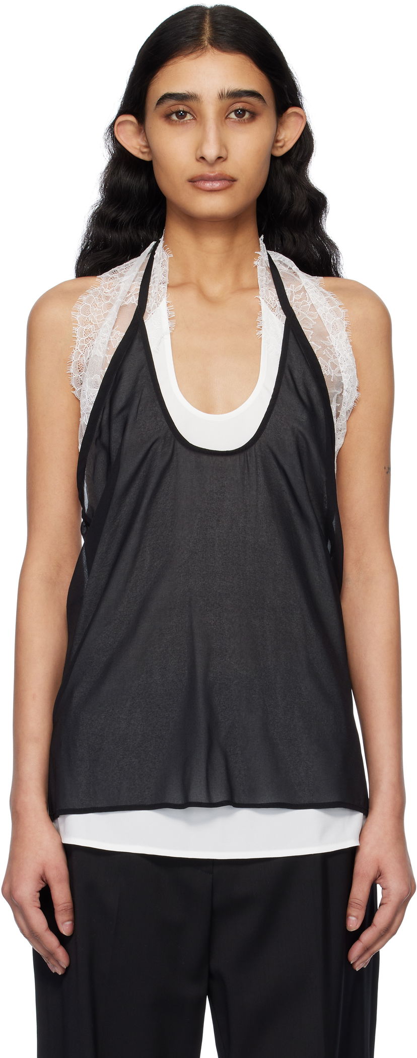 Tankkitoppi Helmut Lang Helmut Lang Lace Dancer Tank Top Musta | O10HW509