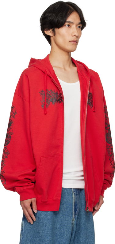 Huppari VETEMENTS Vetements Cradle of Filth Oversized Zip-Up Hoodie Punainen | UCF76ZU300R, 1