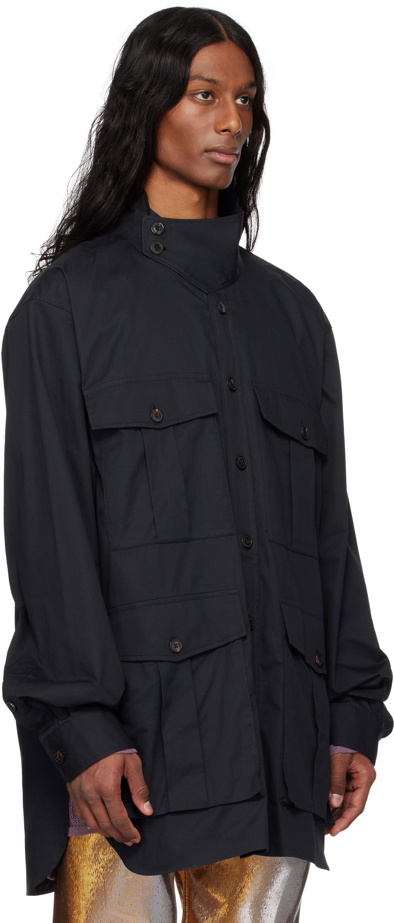 Paita Dries Van Noten Dries Van Noten Twill Overshirt Musta | 251-020731-1147, 1