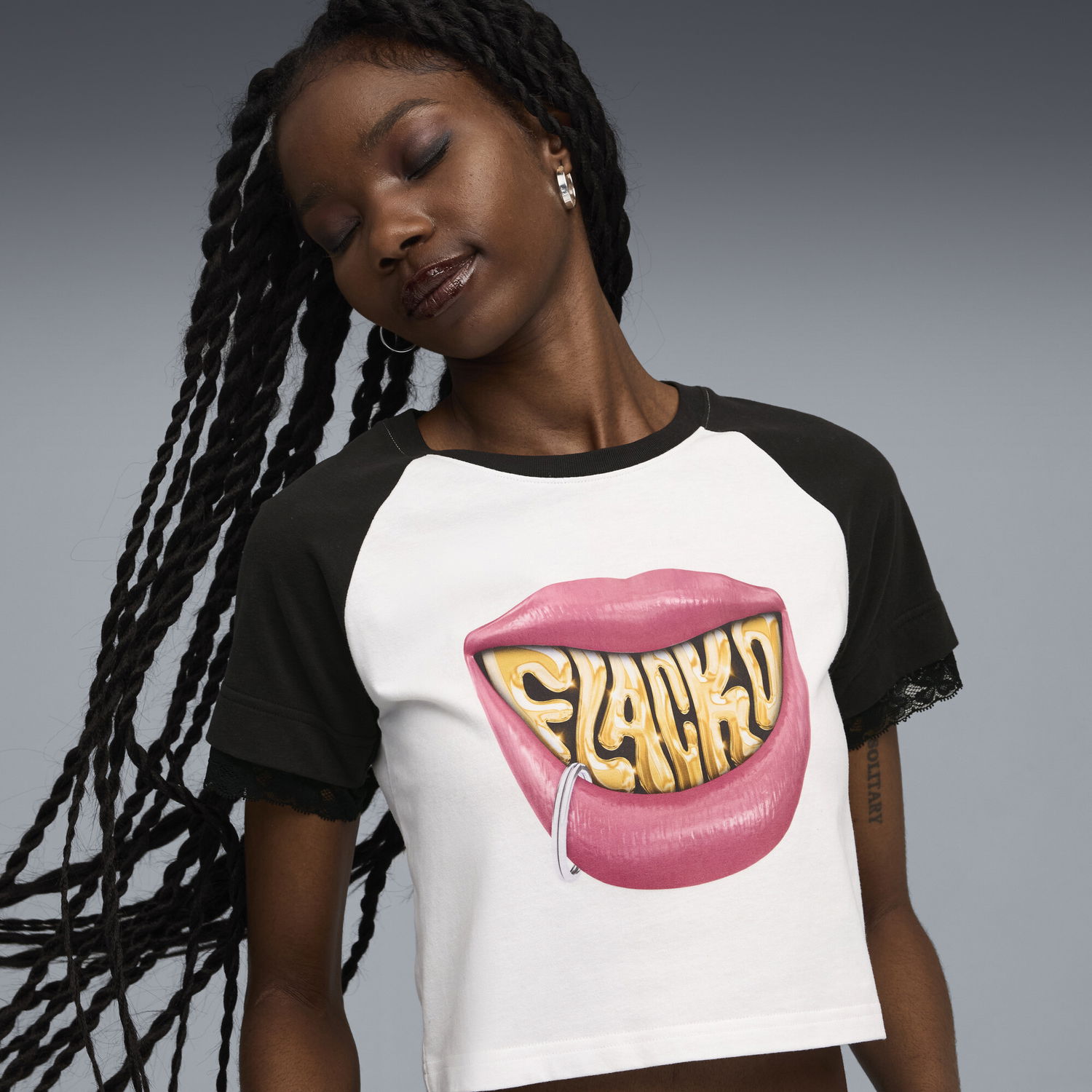 T-paita Puma A$AP ROCKY x PUMA Flacko Smile Baby Tee Musta | 633419_02, 1