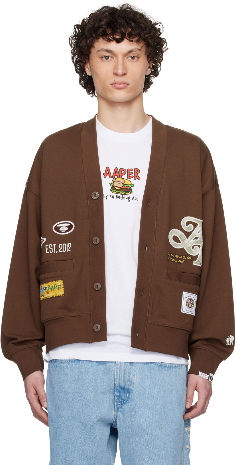 Villapaita AAPE by A Bathing Ape AAPE by A Bathing Ape Main Cardigan Ruskea | AAPSWMC324XXNBWX