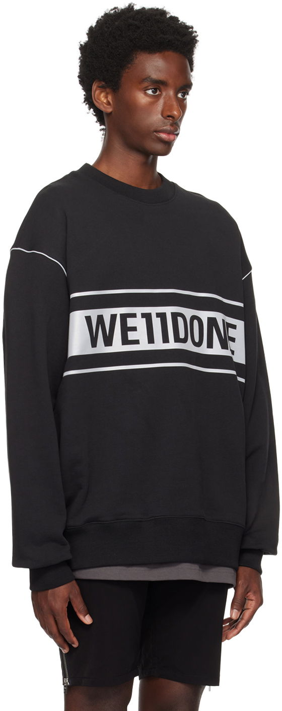 Huppari We11done Men's Reflective Stripe Sweatshirt Musta | WD-SS5-19-048-BK, 1