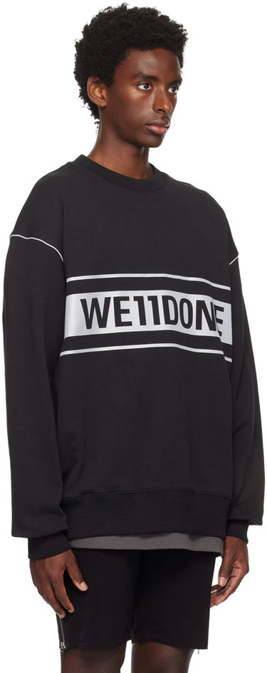 Huppari We11done Men's Reflective Stripe Sweatshirt Musta | WD-SS5-19-048-BK, 1