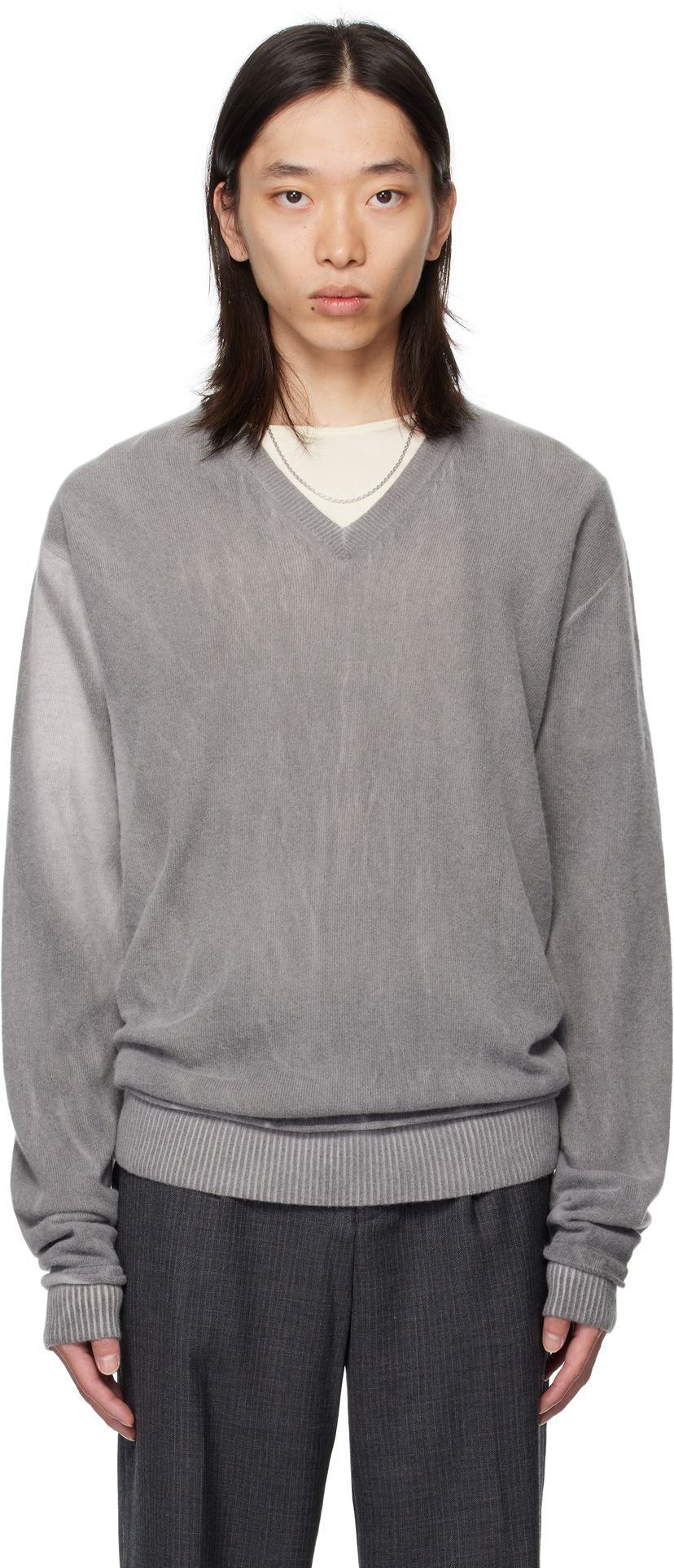 Villapaita OUR LEGACY Our Legacy Parallel V-Neck Sweater Harmaa | M4253PGS