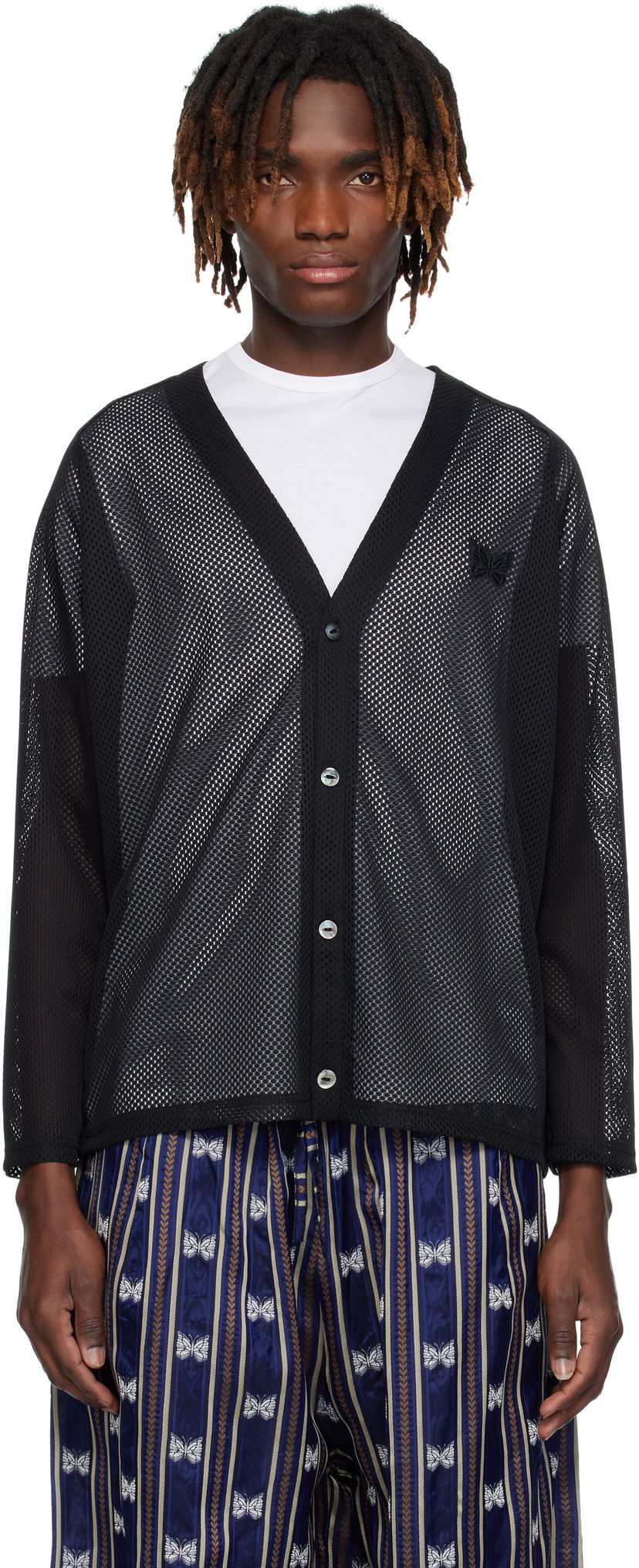 Villapaita Needles NEEDLES Mesh Cardigan Musta | QV344