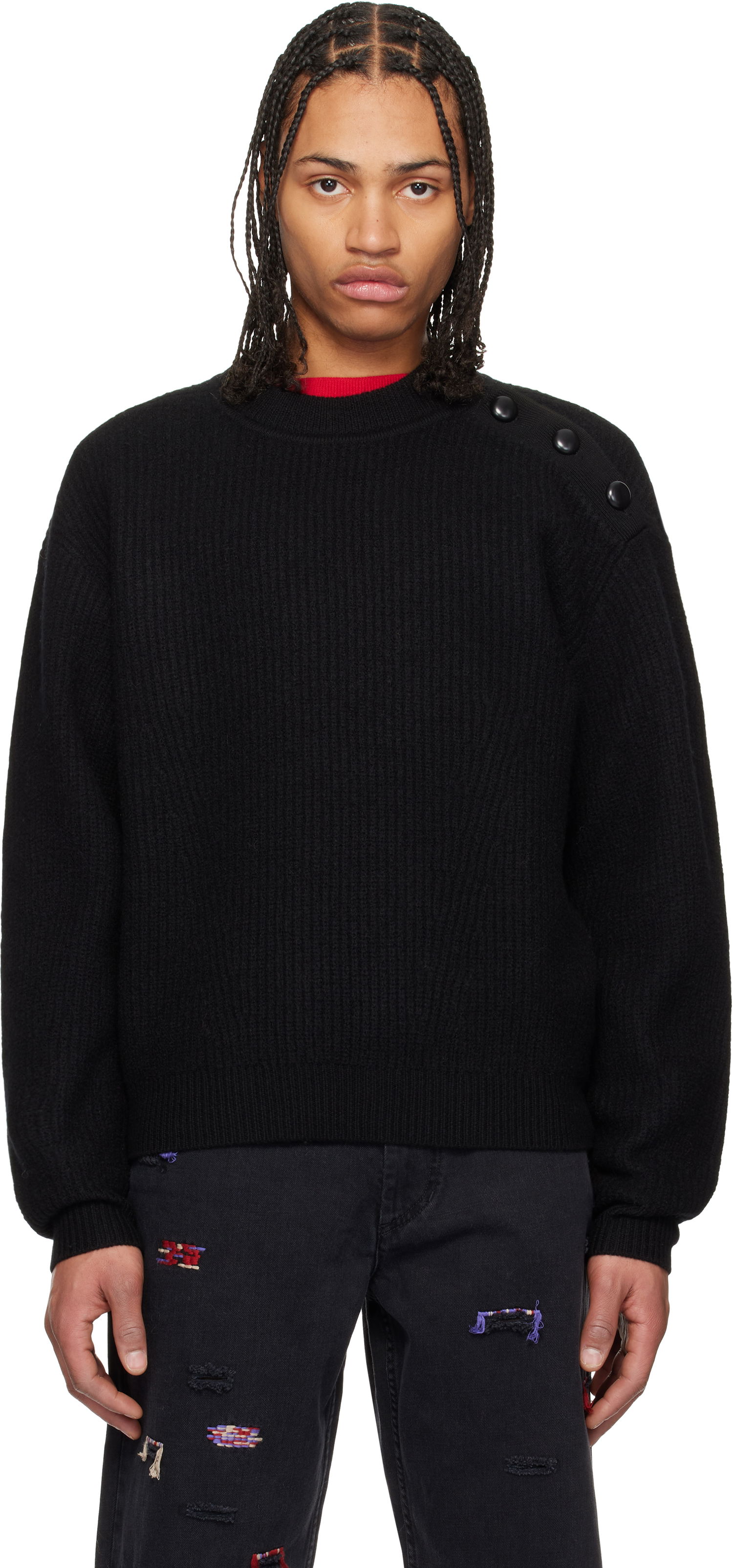 Villapaita ISABEL MARANT Isabel Marant Rudel Shoulder Button Ribbed Knit Sweater Musta | 25PPU0651HA-C1L03H, 0