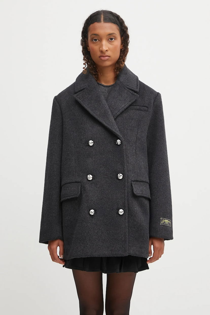 Takit GANNI GANNI Double Faced Wool Doublebreasted Blazer Harmaa | W0567