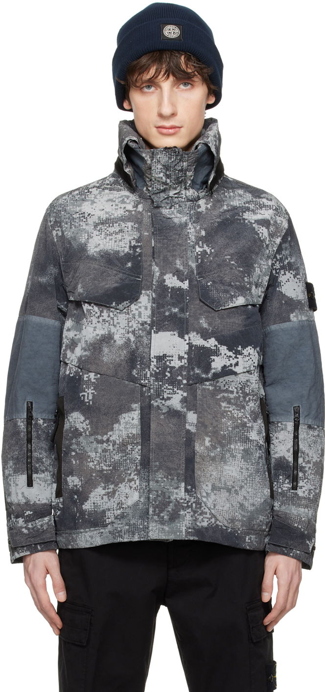 Takki Stone Island Dissolving Grid Jacket Harmaa | 8015438E1