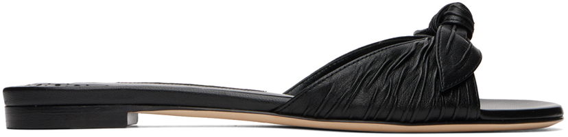 Asusteet Manolo Blahnik Manolo Blahnik Lollo Knotted Leather Slides Musta | 224-1605