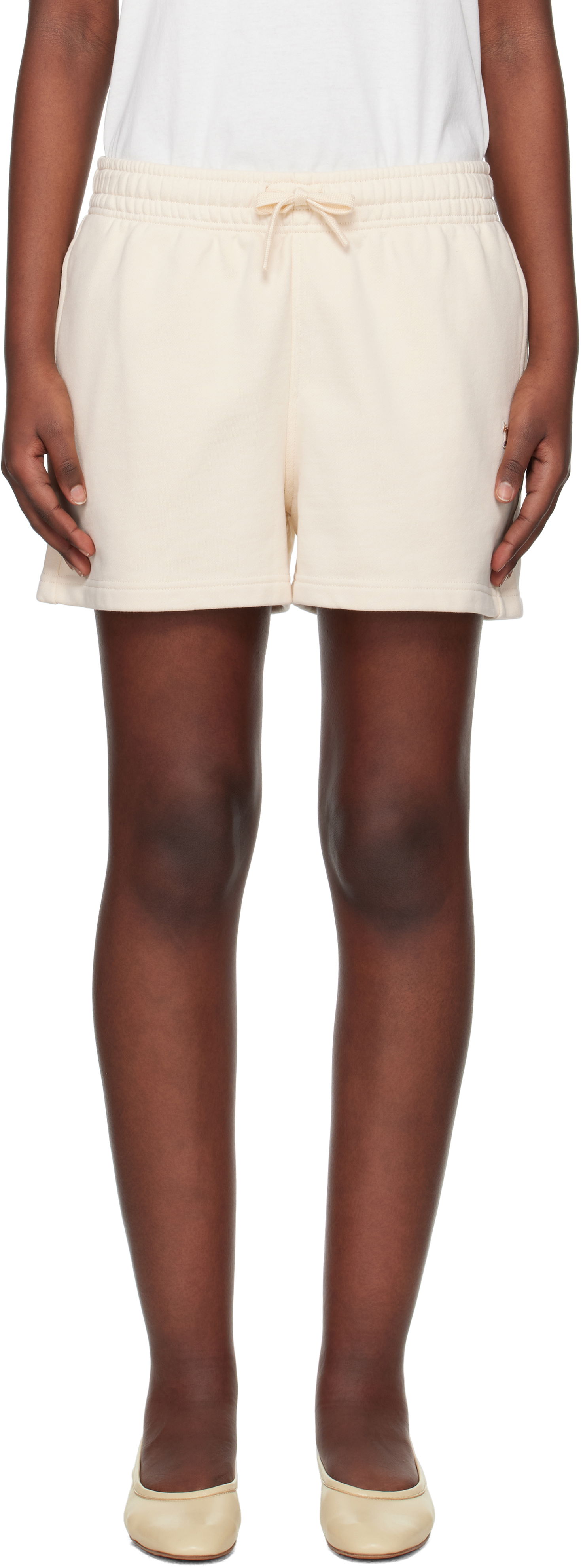 Shortsit MAISON KITSUNÉ Maison Kitsuné Baby Fox Patch Regular Jog Shorts Beige | MW01113KM0325, 0