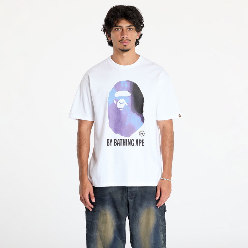 T-paita BAPE Tie Dye By Bathing Ape Tee White/ Black Valkoinen | 001TEK801033M WH2