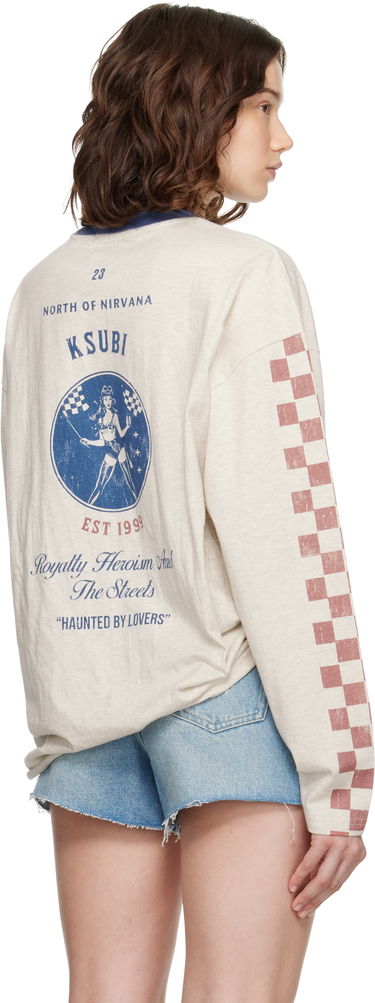T-paita Ksubi Ksubi Pitt Lane Boyfriend Long Sleeve T-Shirt Beige | WPF25TE006, 2