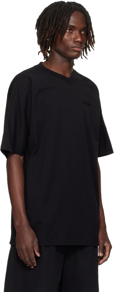 T-paita VETEMENTS Cut-Up V-Neck T-shirt Musta | UH76TR260B, 1