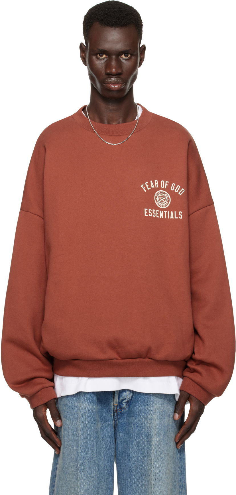 Villapaita Fear of God Fear of God ESSENTIALS Fleece Crewneck Sweatshirt Ruskea | 192HO246266F