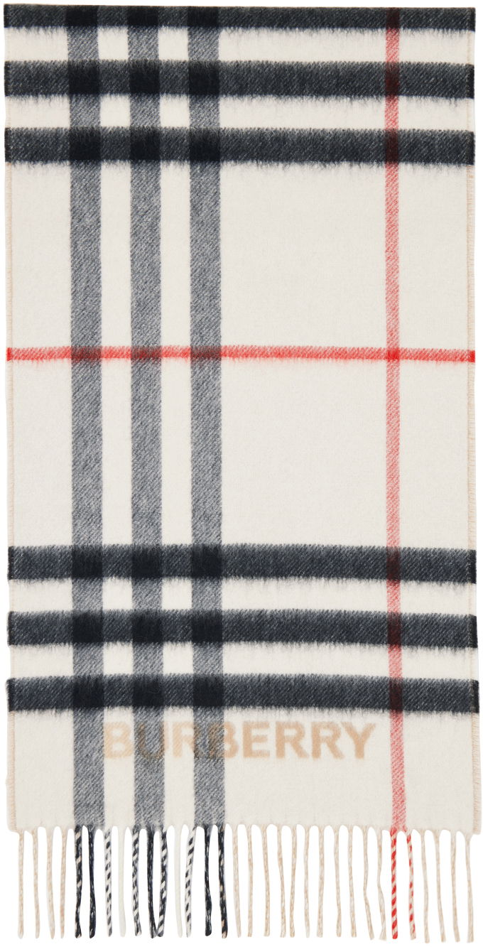 Huivi Burberry Contrast Scarf Beige & White Valkoinen | 8059280