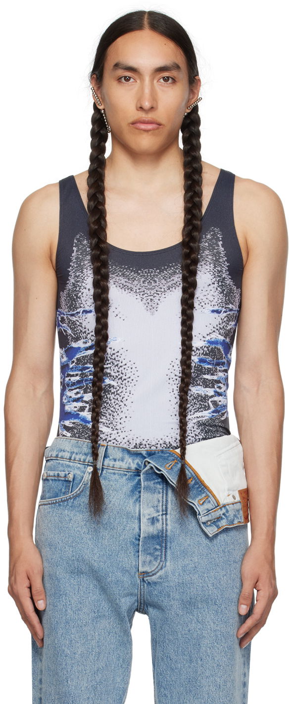 Tankkitoppi Y/PROJECT Black Whisker Print Tank Top Musta | TS88-S25