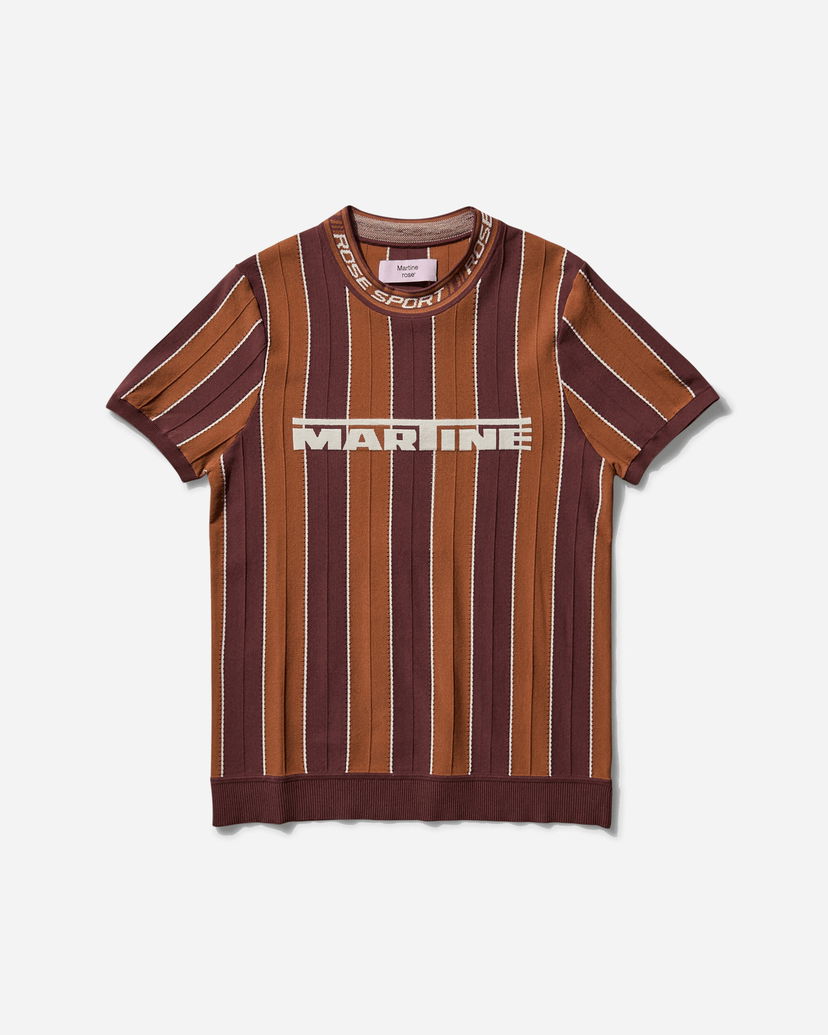 Villapaita Martine Rose Striped Knitted T-Shirt Ruskea | 959YA12700