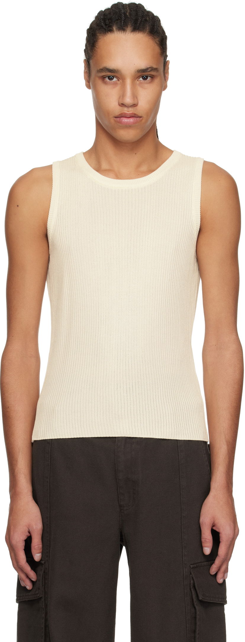 Tankkitoppi Soulland Soulland Eleen Rib Knit Tank Top Beige | 42057-1306