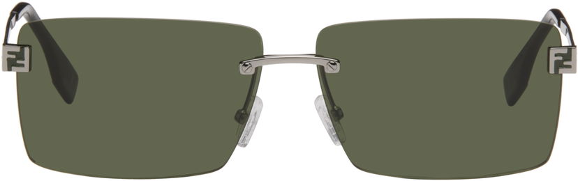 Aurinkolasit FENDI Rectangular Rimless Sky Eyewear with Monogram Temples Vihreä | FE40165UM6014N 840126859997