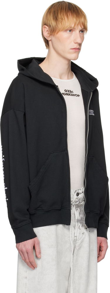 Huppari 032C 032c "Routine" Zip-Up Hoodie Musta | S25-URC-0841-050, 1