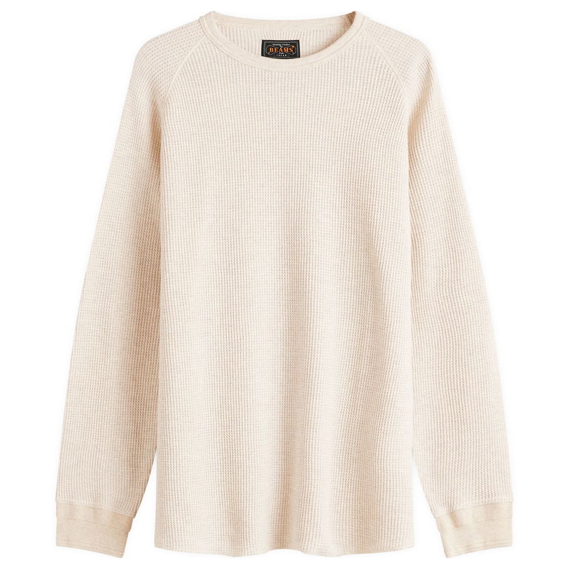 Villapaita BEAMS Beams Plus Long Sleeve Thermal T-Shirt, Size Large Beige | 3814-0057-156-09