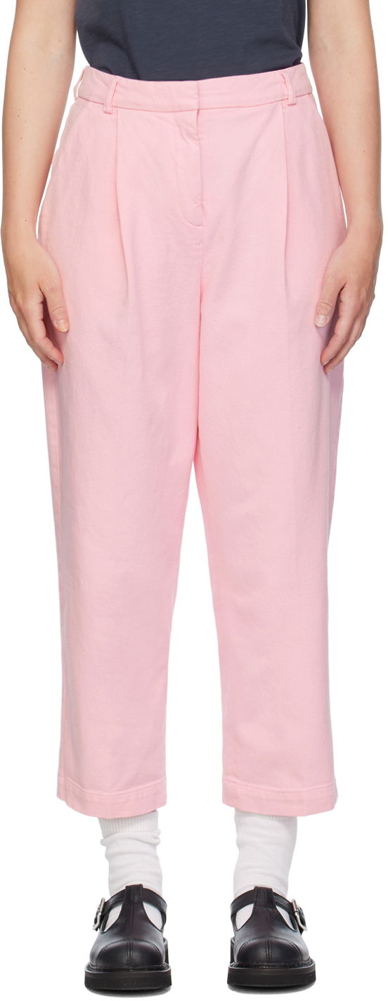 Housut YMC Market Pleated Trousers Vaaleanpunainen | Q4WMB, 0