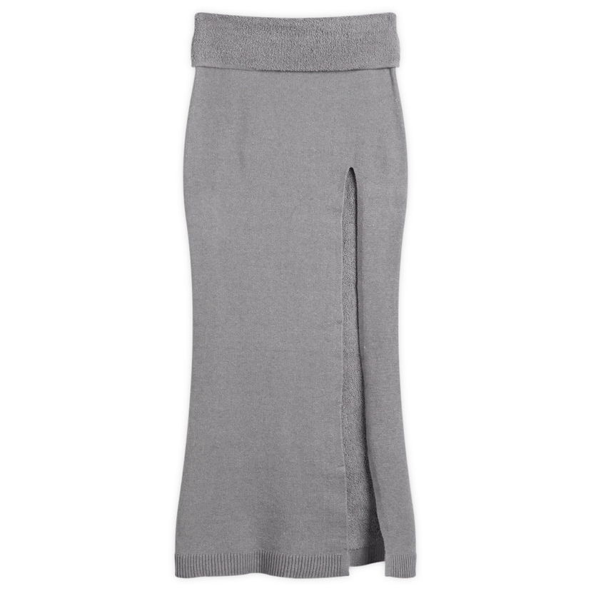 Hame SKIMS Textured Knit High Slit Long Skirt Harmaa | SK-SKT-9921W-DHG