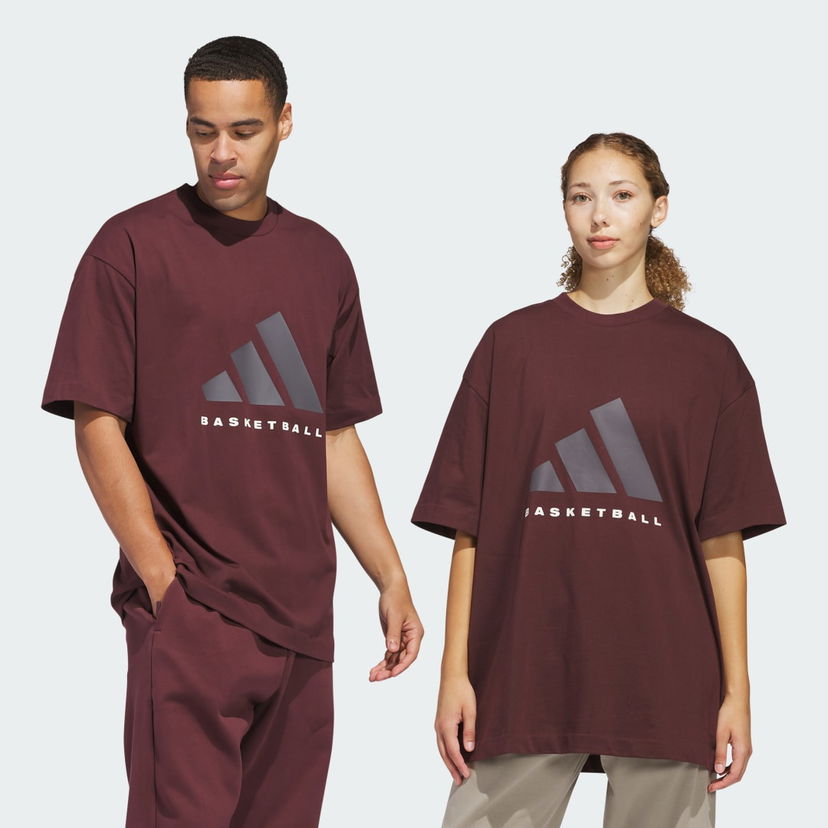 T-paita adidas Performance Basketball T-Shirt Burgundia | JD6128