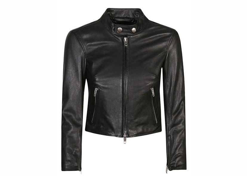 Takki Balenciaga Leather Jacket Black Musta | 775707TOS081000