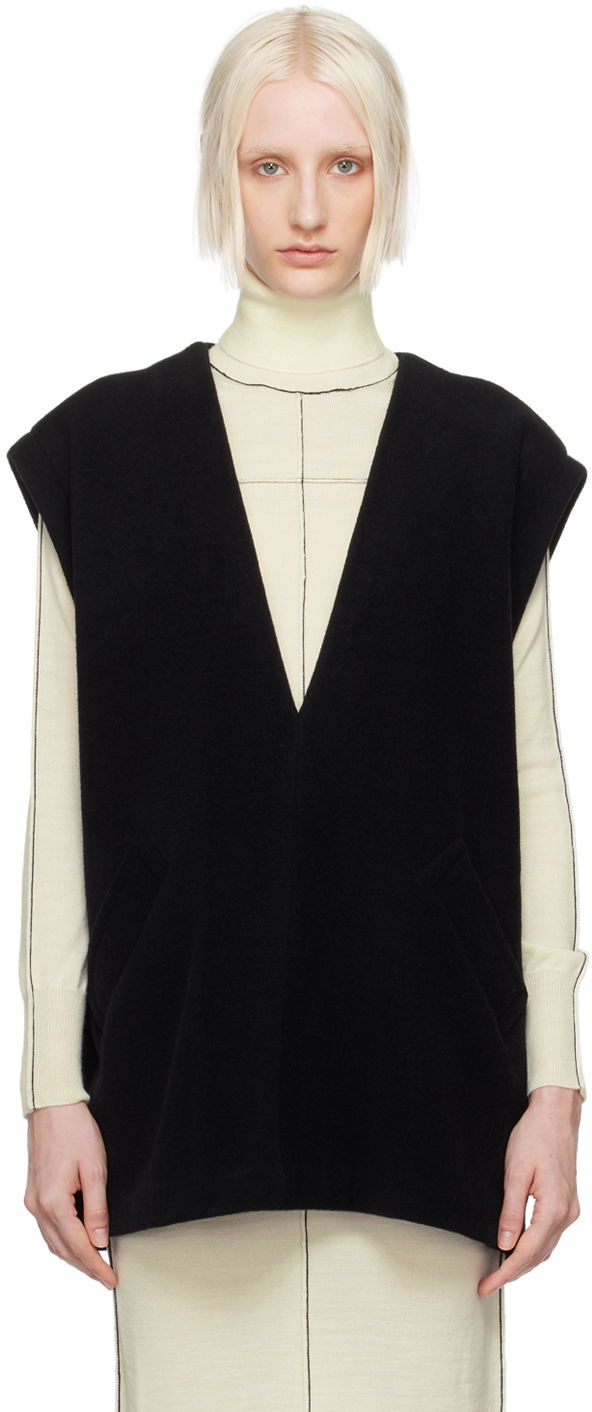 Liivi Maison Margiela MM6 Black Plunging V-Neck Vest Musta | S52NF0011 M20020