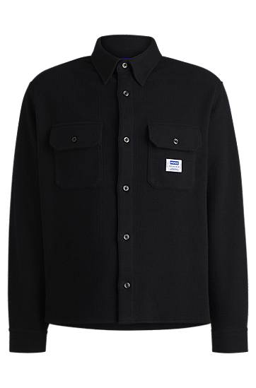Paita BOSS Oversized Cotton Blend Shirt Musta | 50534184