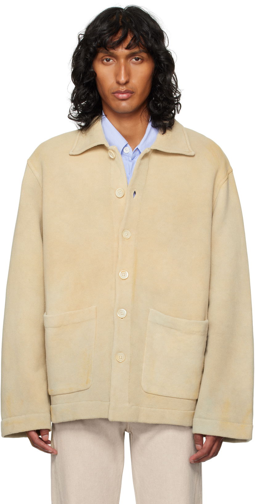 Takki OUR LEGACY Cardigan with Patch Pockets Beige | M4246SA