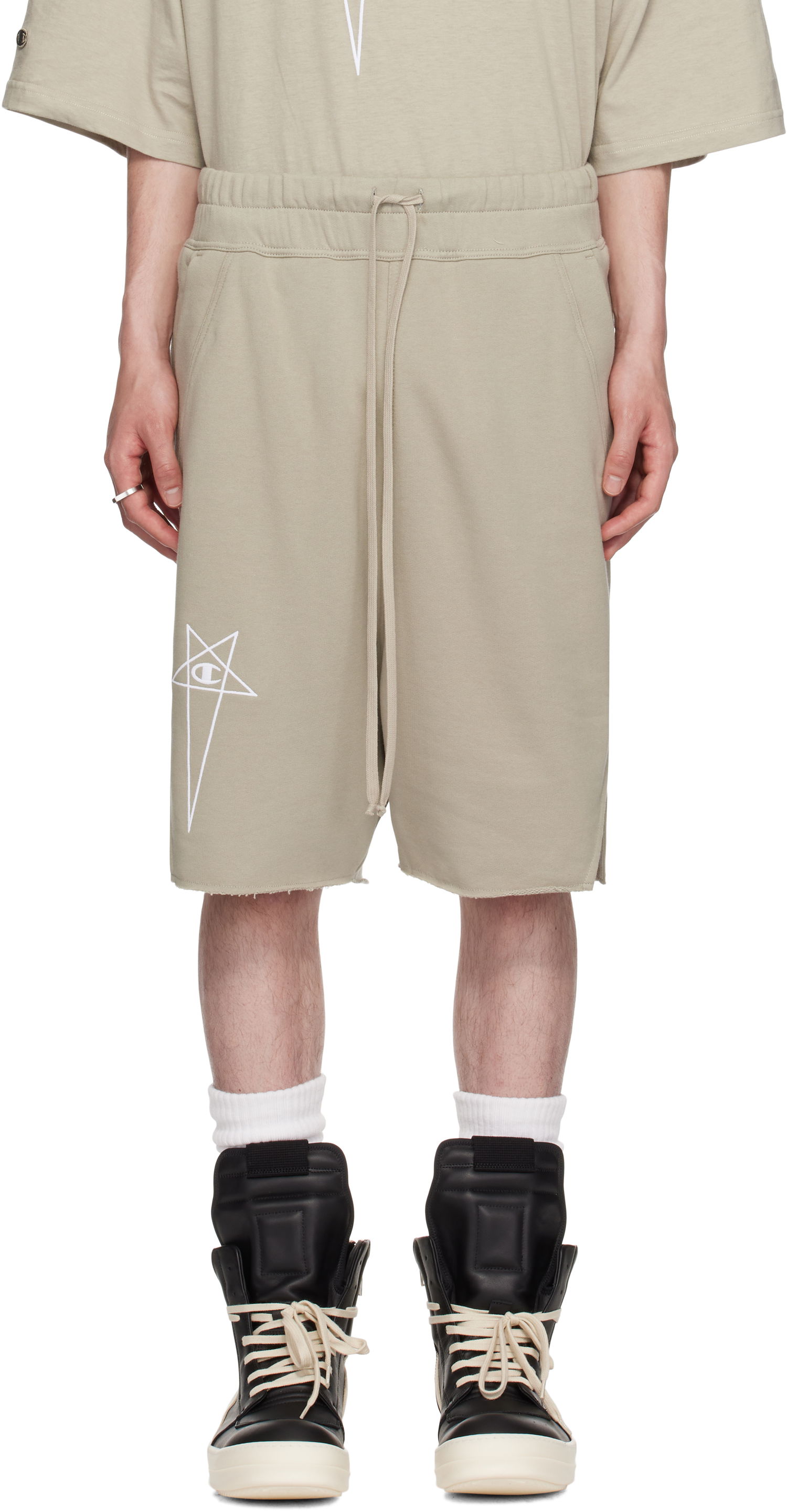 Shortsit Rick Owens Rick Owens Champion Edition Beveled Pods Shorts Beige | CM01E1688 CHFE FELPA, 0