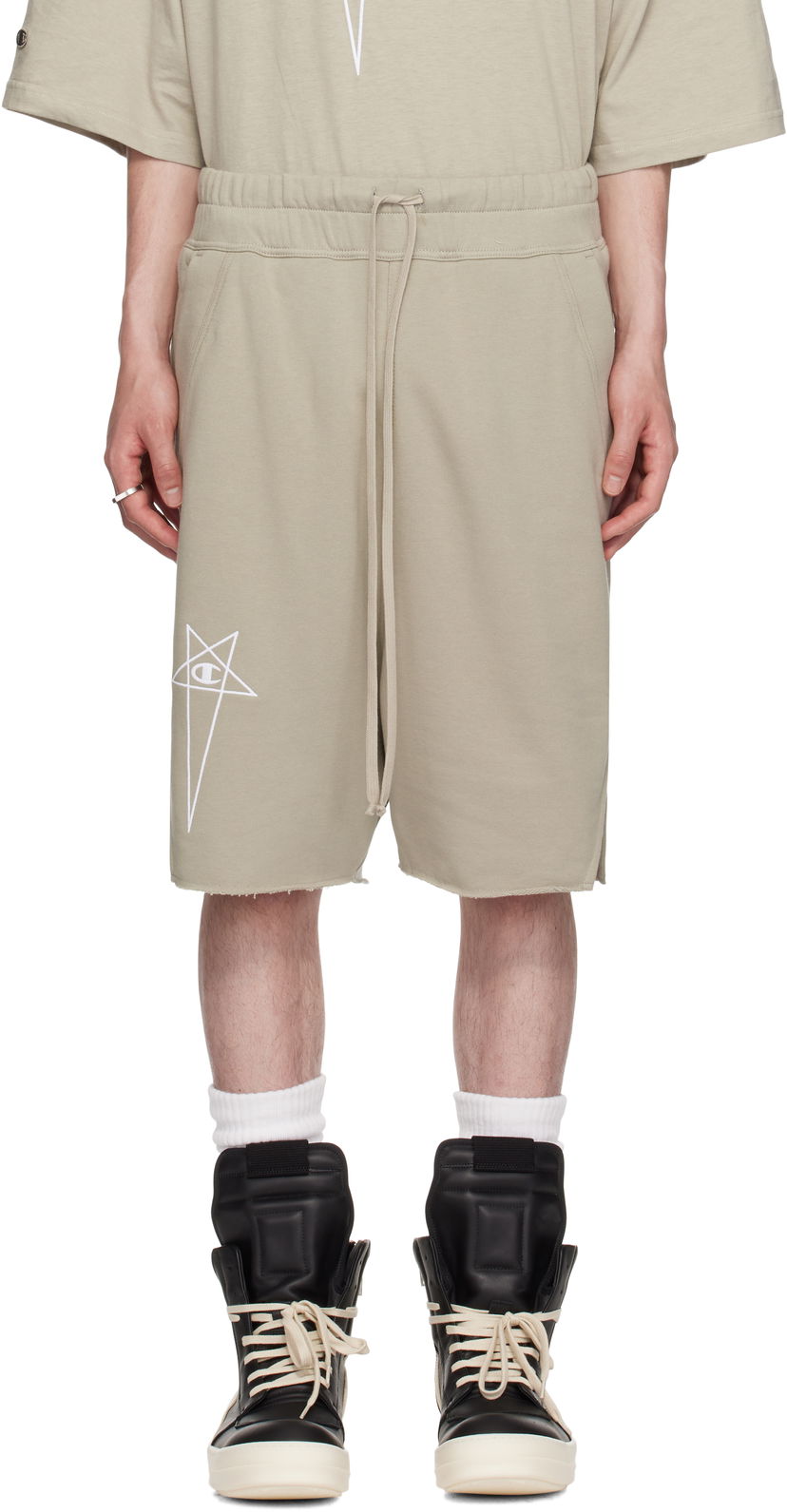 Shortsit Rick Owens Rick Owens Champion Edition Beveled Pods Shorts Beige | CM01E1688 CHFE FELPA