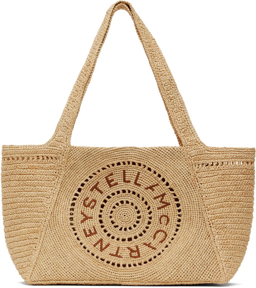 Kangaskassi Stella McCartney Stella McCartney Logo Raffia Medium Tote Beige | 7B0107WP0375